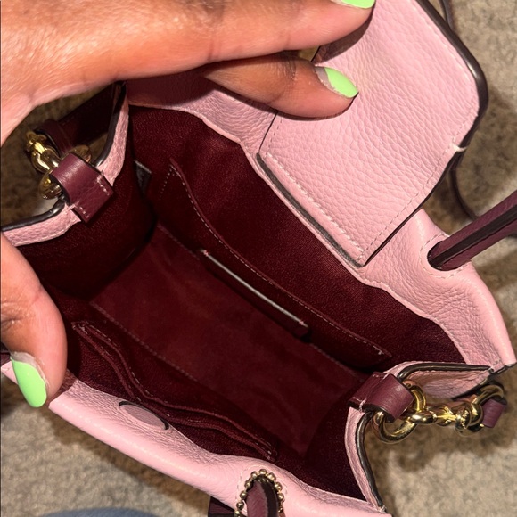 Coach Pink Pebbled Leather Mini Satchel with Brown Trim - Picture 5 of 7